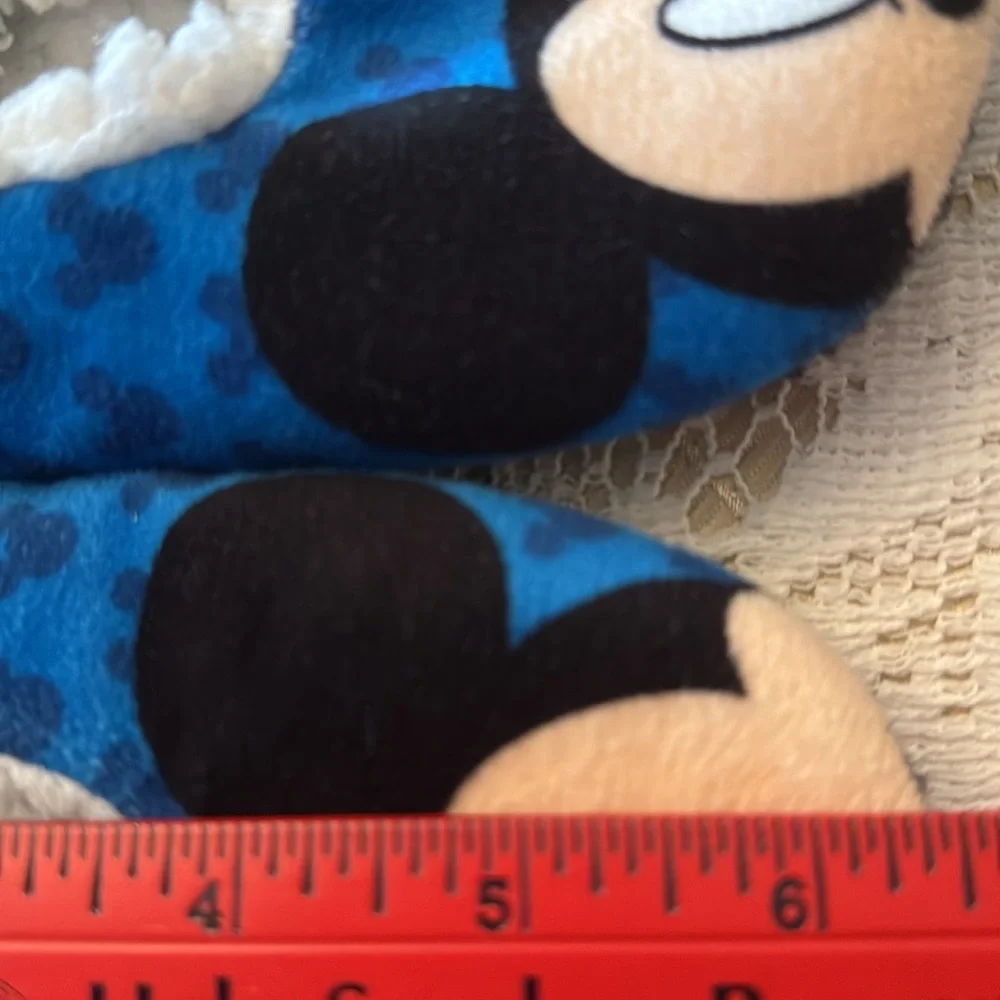 Disney Mickey Mouse Toddler slippersocks gripper bottom, blue, 6.5” long